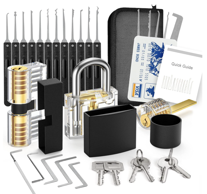 Clear practice lock pick set